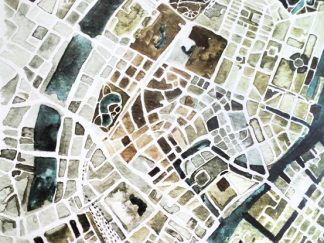 Handgemalter Aquarellstadtplan Copenhagen