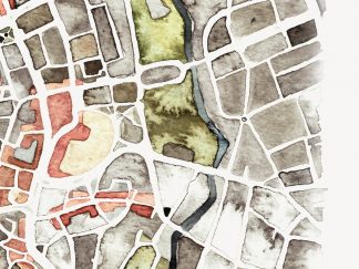 Handgemalter Aquarellstadtplan Braunschweig