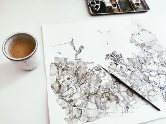Handgemalter Aquarellstadtplan Berlin