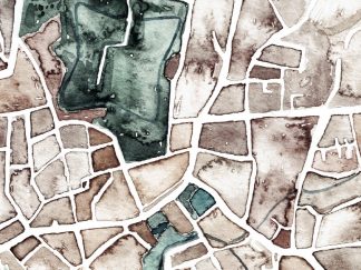 Handgemalter Aquarellstadtplan Jülich