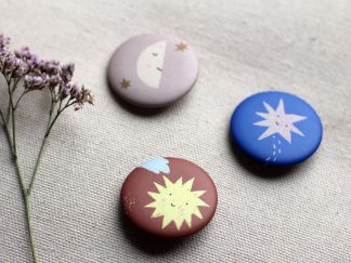 Button Set Sonne, Mond und Sterne