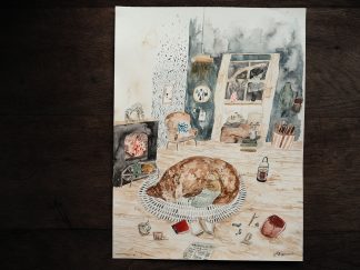 Souta und Iver - Kaminzimmer | Original-Illustration